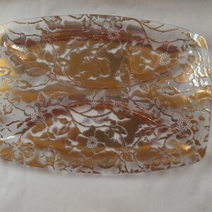 Georges Briard Glass & Gold Serving Tray